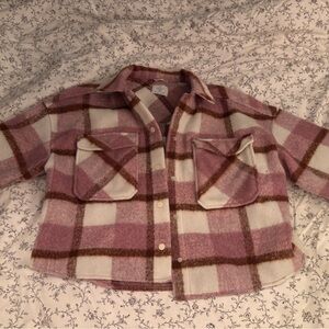 Primark Pink and Brown Cropped Jean Jacket